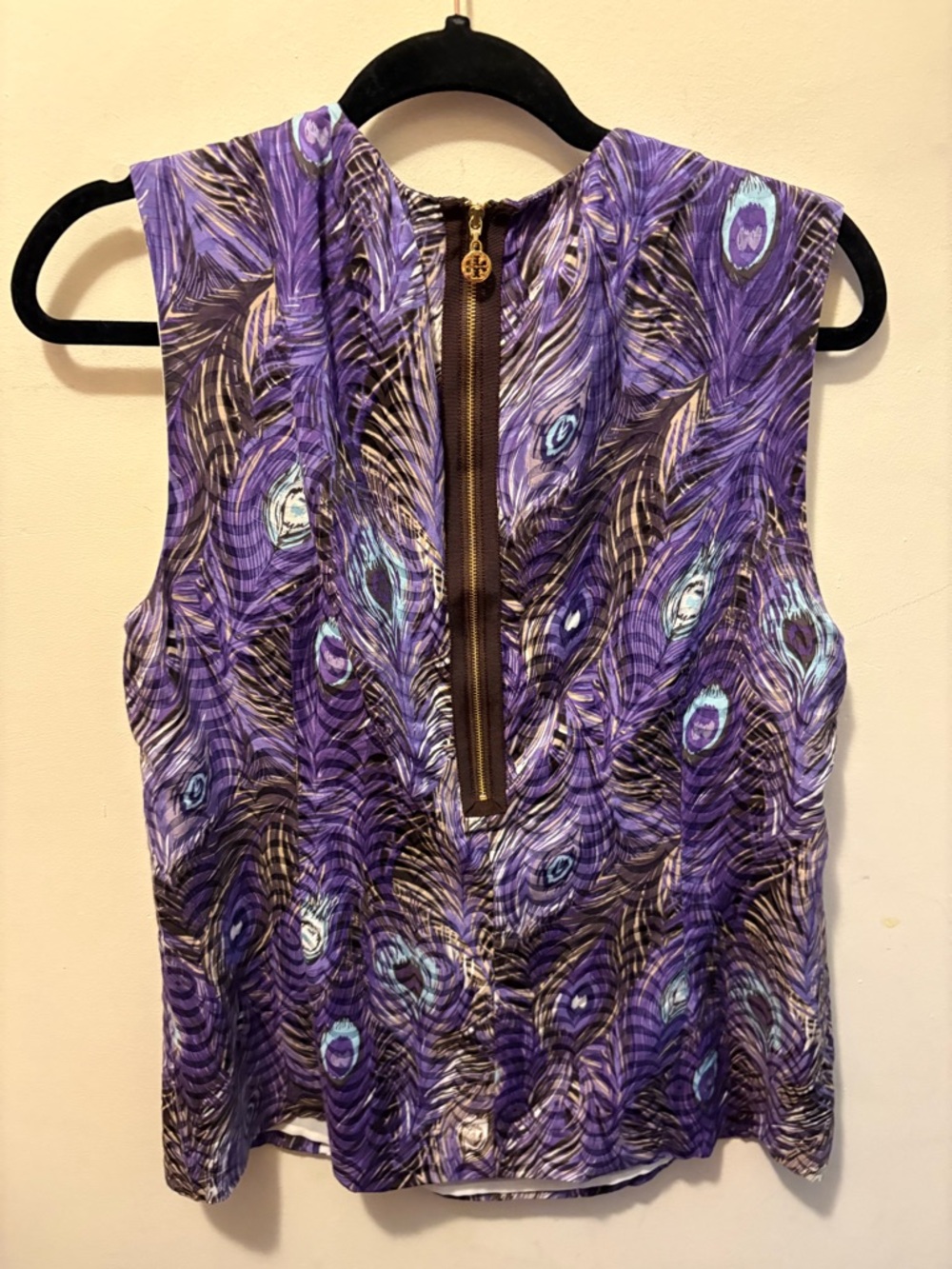 Tory Burch peacock silk blouse lined‎ Ptp 19” - Picture 6 of 8